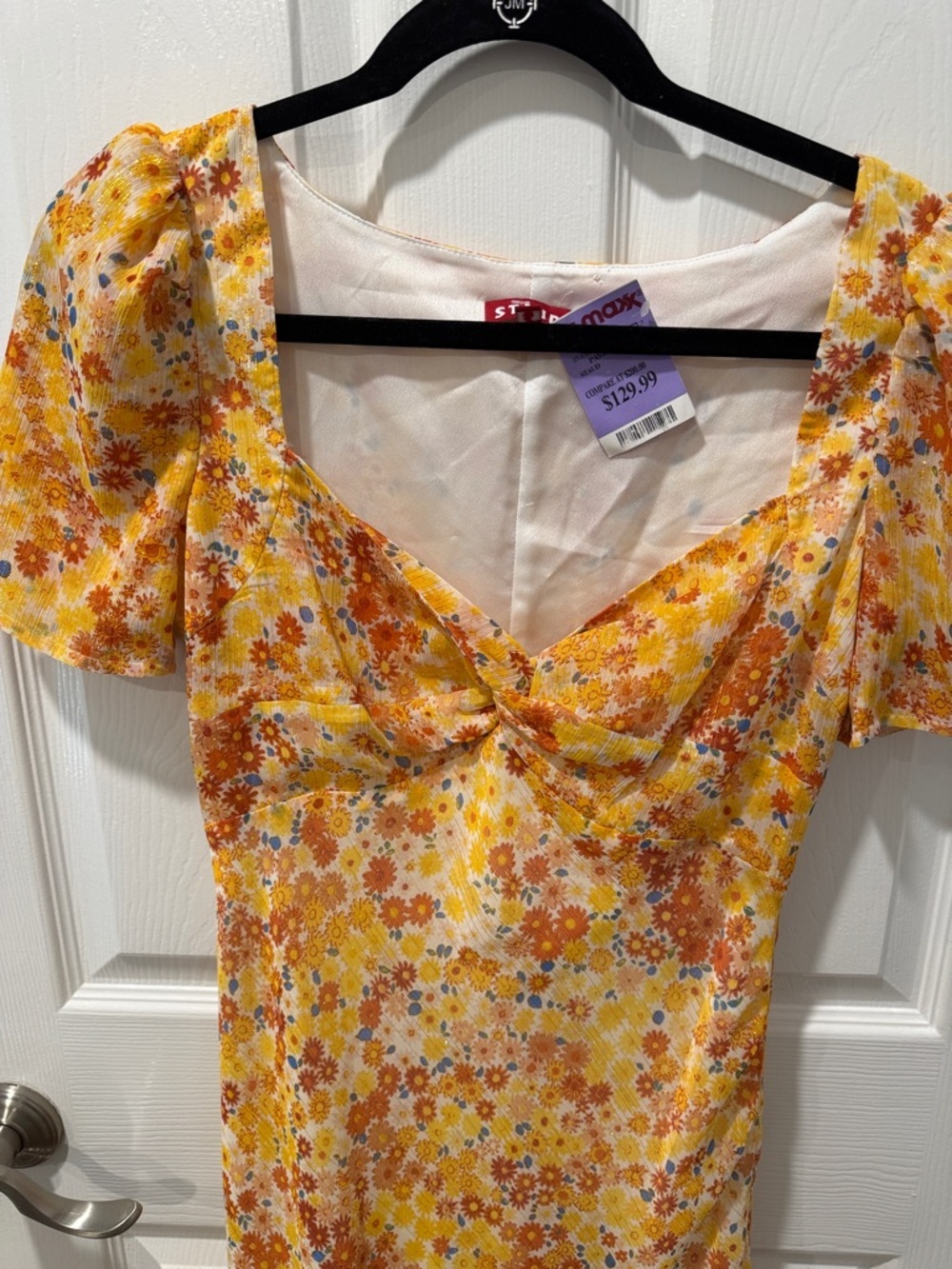 STAUD Yellow Floral Maxi Dress with High Side Slit - Picture 5 of 8
